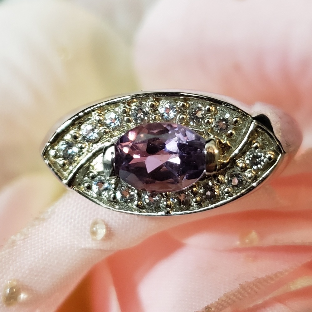 NWOT Solid 925 Sterling,Amethyst & White Sapphire